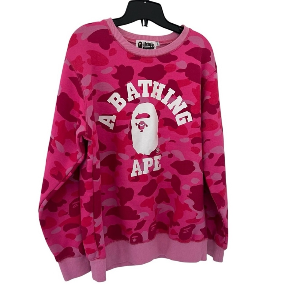 Bathing Ape Pink Camo Crewneck Sweatshirt Size XXL